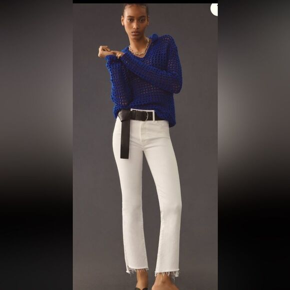 New MOTHER The Insider Crop Step Fray Jeans Cream Puff Size 26 - Picture 16 of 16